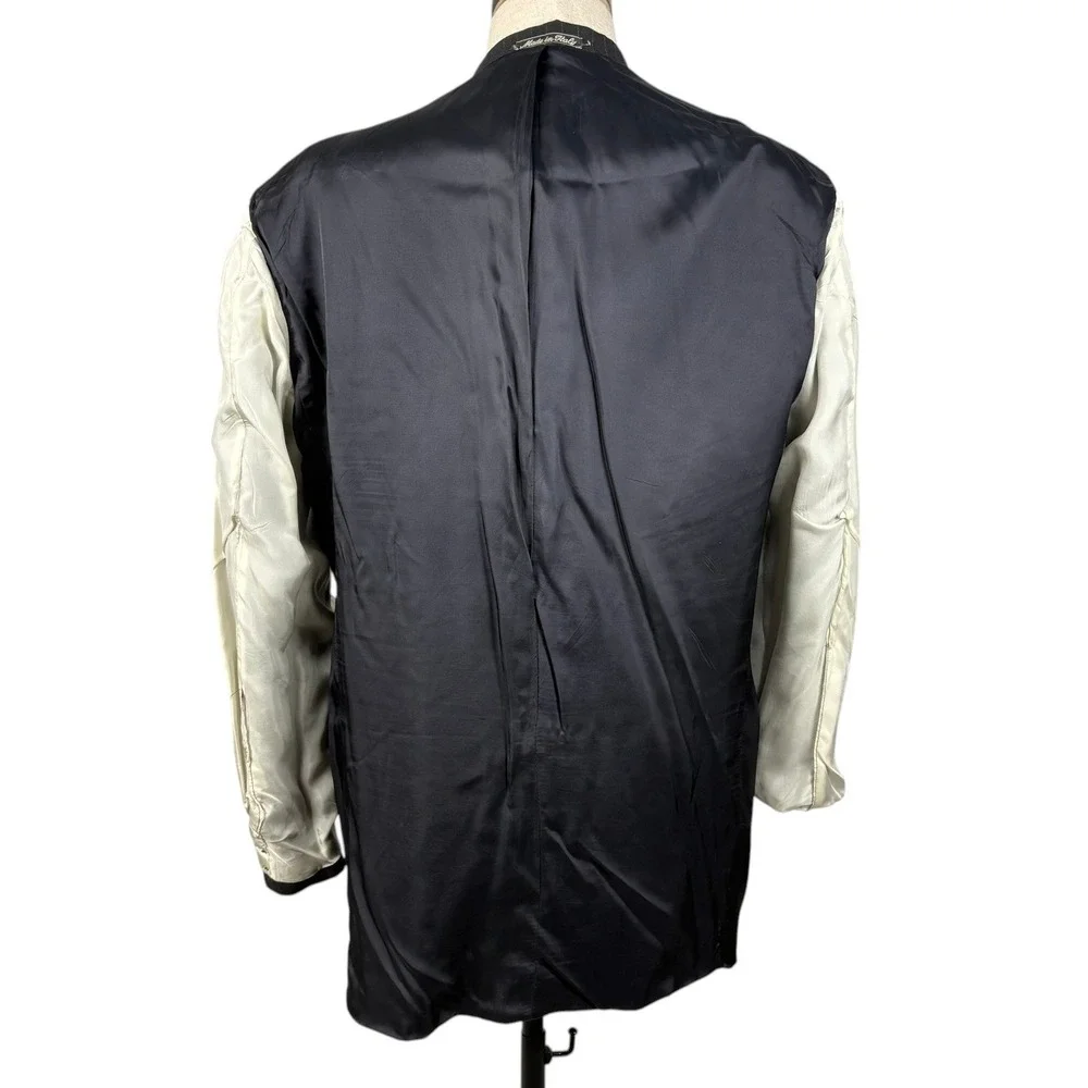 Valentino Uomo Black Pinstripe Blazer Mens 46L Two Button Wool Jacket Y2K Italy
